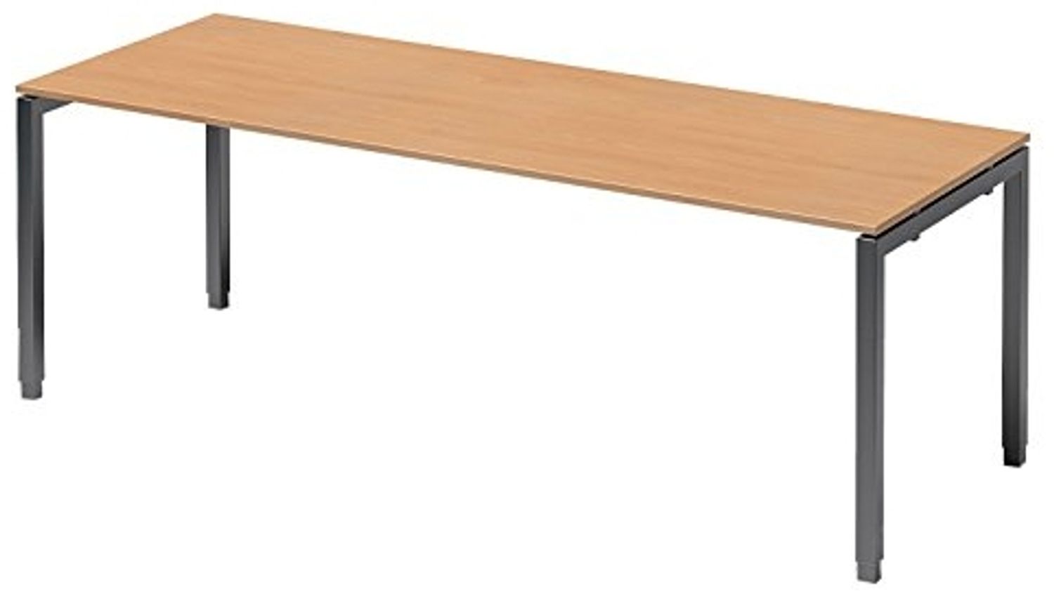 BISLEY Cito Schreibtisch, 650-850 mm höheneinstellbares U-Gestell, Metall, Bc334 Dekor Buche, Gestell Anthrazitgrau, 80 x 220 x 85 cm Bild 1