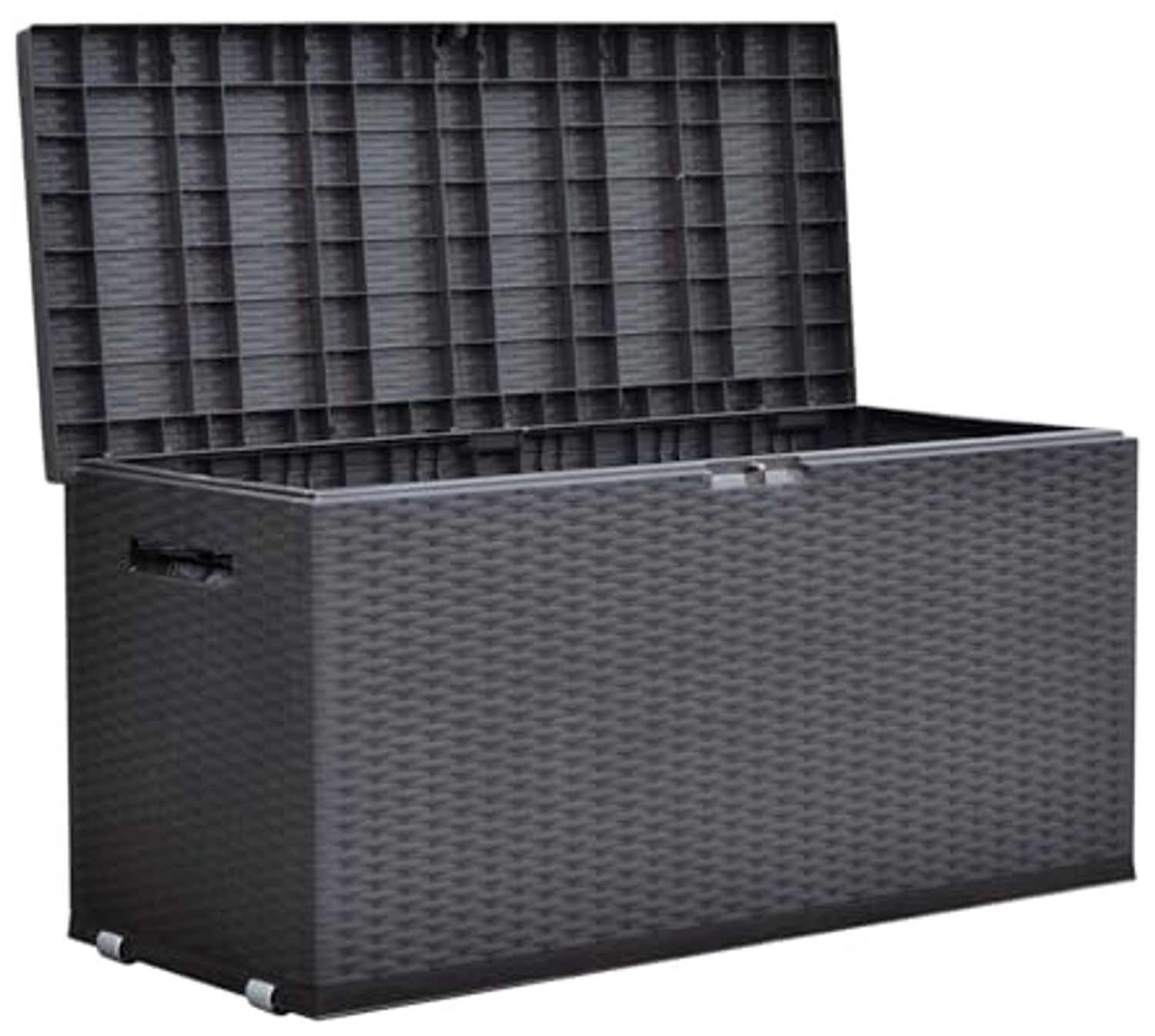 Jelenia Plast 'NIZZA' Kissenbox, Geflechtoptik, Witterungsbeständig, mit Rollen, Anthrazit, 120 x 60 x 52 cm Bild 1