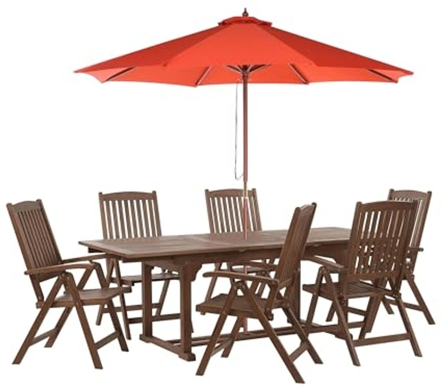 Gartentisch Set AMANTEA Akazienholz 160 220x90x74 cm Rot Bild 1