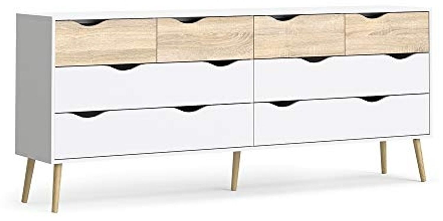 Kommode NAPOLI Sideboard Anrichte Schrank Highboard weiß/Eiche Dekor Landhaus Bild 1