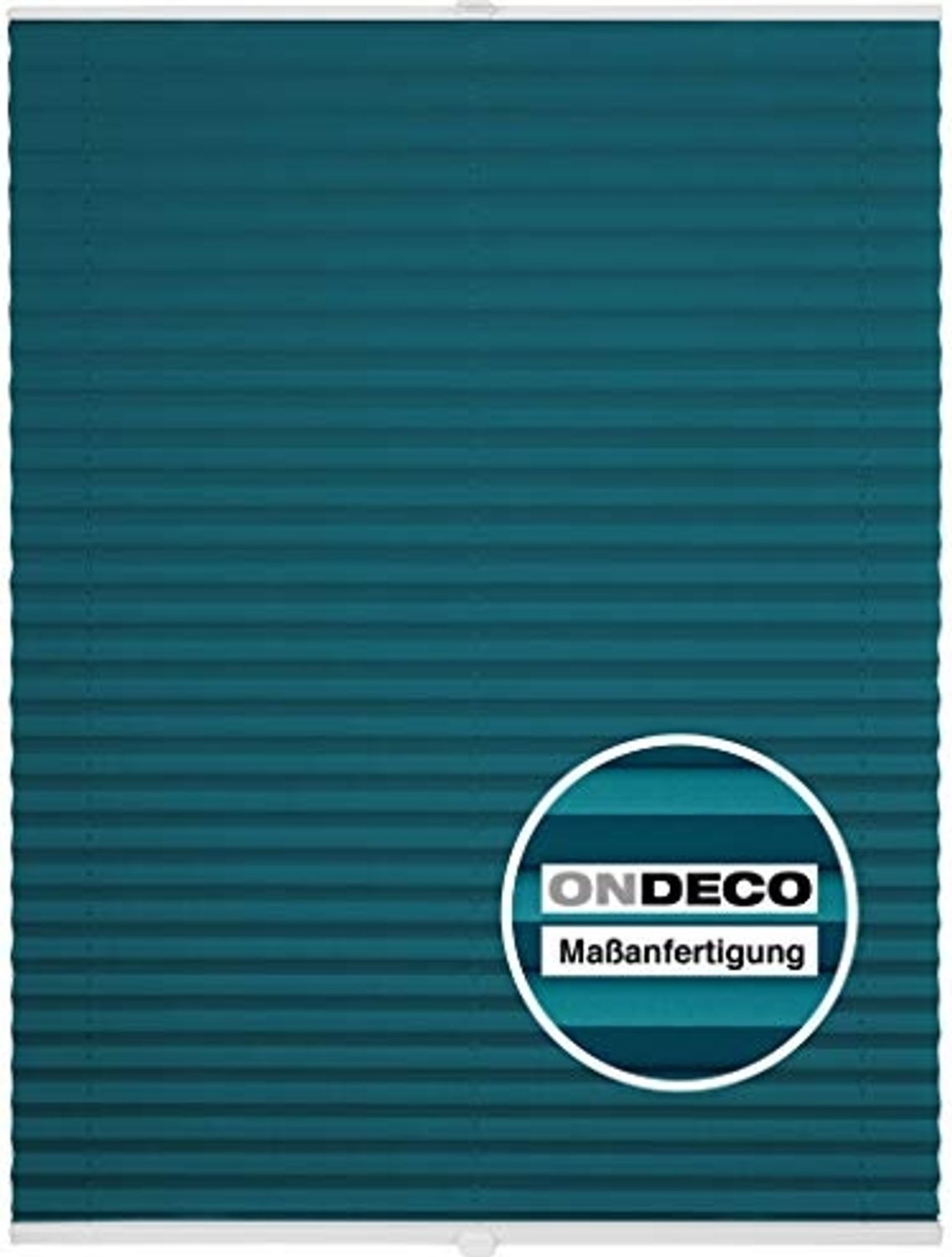 ondeco Plissee Klemmfix auf Maß für alle Fenster innen, ohne Bohren, Montage Klemmträger Sonnenschutz Sichtschutz Rollo Blickdicht - Petrol - B): 81-90 cm, H): 101-150 cm Bild 1