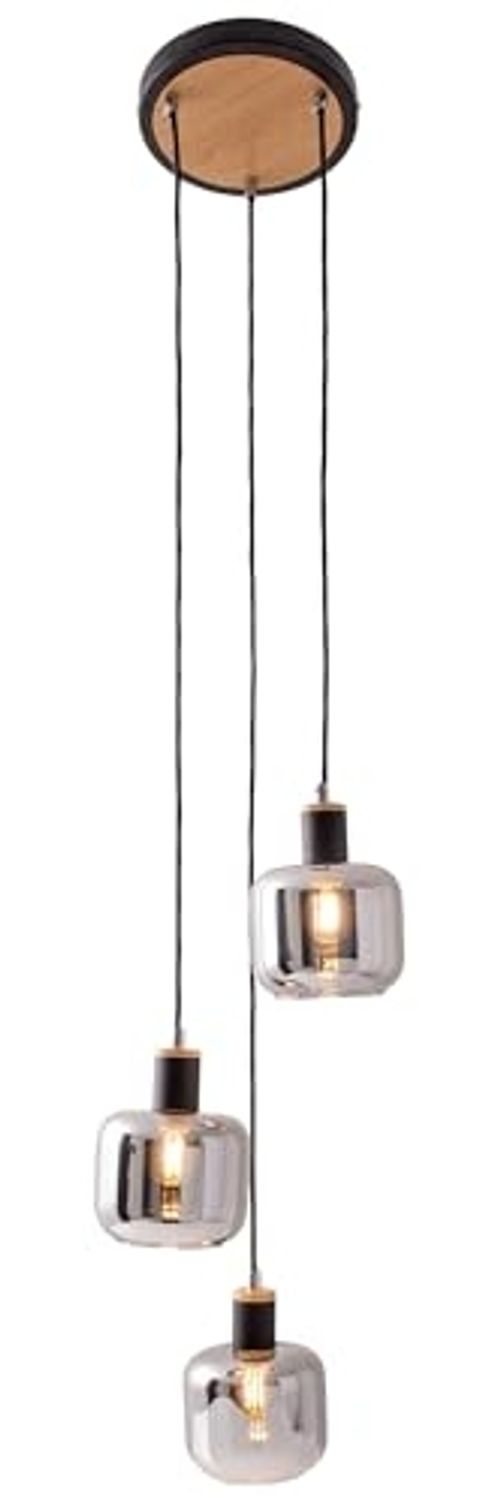 näve Pendelleuchte Fumoso, ohne Leuchtmittel, Glasschirme dunkel getönt (rauchoptik) 3xE14 Höhe 123cm schwarz natur Bild 1