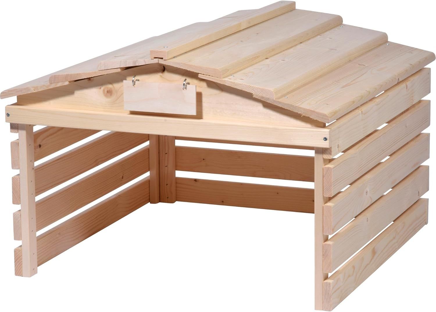 dobar® Mähroboter Garage aus Holz mit abnehmbarem Dach - Rasenroboter Unterstand mit individualisierbarem Schild - 78,5 x 74 x 52,5 cm - Natur Bild 1