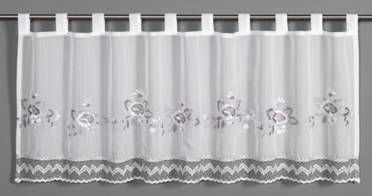 Sehlbach Panneau Blumen Häkelsaum 135 x 45 cm silbergrau Bild 1