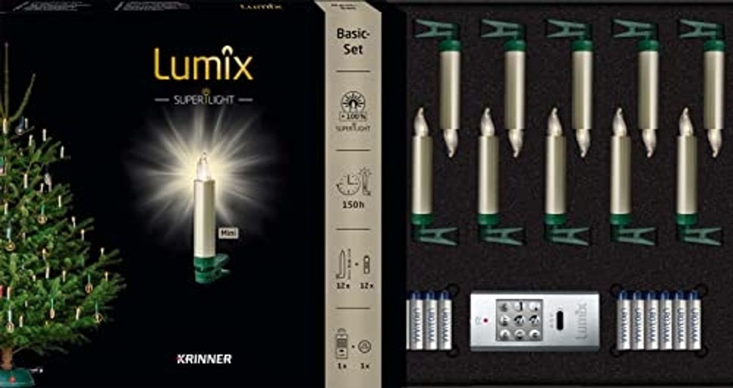 kabellose Kerzen, LUMIX SUPERLIGHT MINI, superhelle warmweiße LEDs, cashmerefarben, Basis-Set, 12 Stück Bild 1