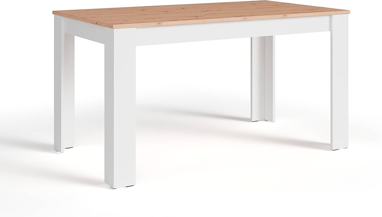 byLIVING Esstisch NORI / Moderner Küchentisch in Eiche-Optik / Untergestell Melamin weiß / Großer Tisch / 120x80, H 75 cm Bild 1