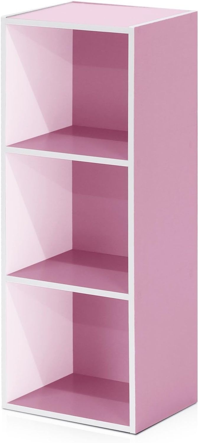 Furinno offenes Bücherregal mit 3 Fächern, holz, Weiß/Rosa, 30. 5x23. 6x80 cm Bild 1
