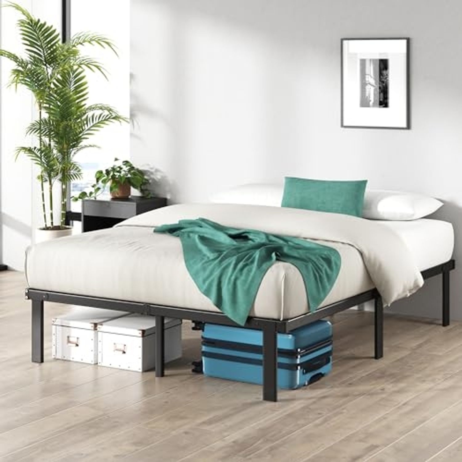 Zinus Caleb Bettrahmen Plattform aus Metall, Höhe 36 cm, Rahmen aus Stahl, faltbar, Aufbewahrung unter dem Bett, einfache Montage Bild 1