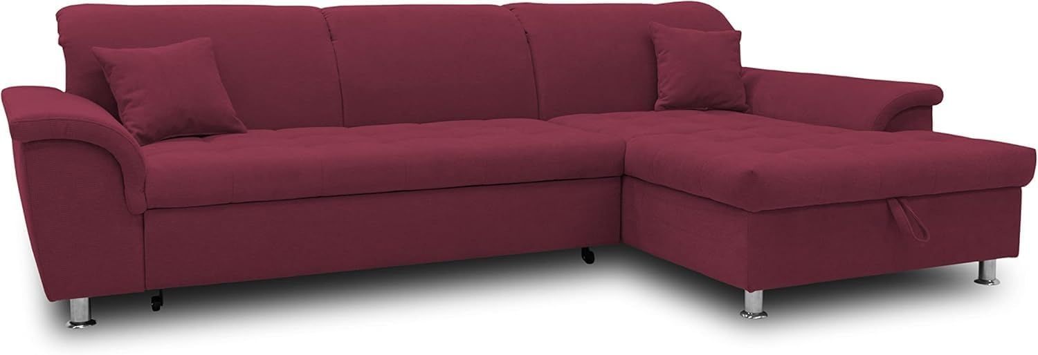 DOMO Collection Ecksofa Franzi, Couch in L-Form, Sofa, Eckcouch mit Rückenfunktion Polsterecke, Bordeaux Rot, 279 x 162 x 81 cm Bild 1