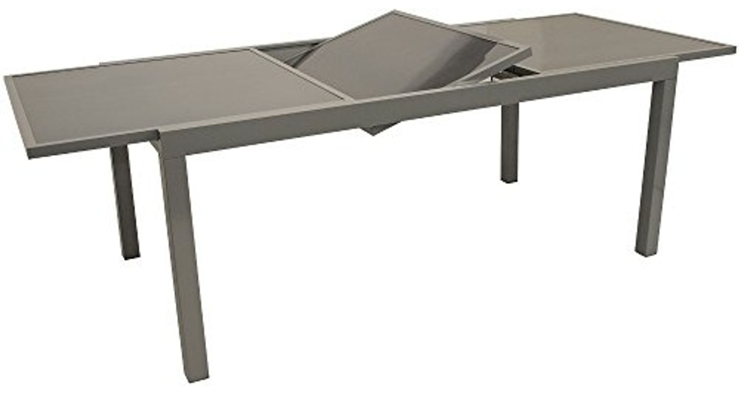 Großer Balkontisch Gartentisch Ausziehtisch Glas/Aluminium silbergrau ausziehbar 180-240 cm Bild 1
