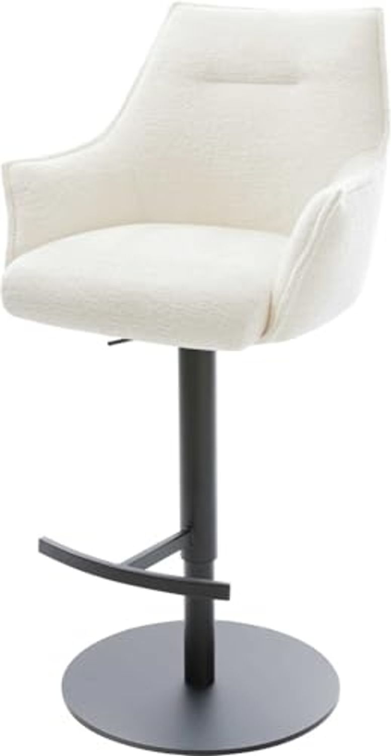 Barstuhl Alja-Flex Bouclé Soft Beige Drehfuß höhenverstellbar Metall Schwarz Taschenfederkern Bild 1
