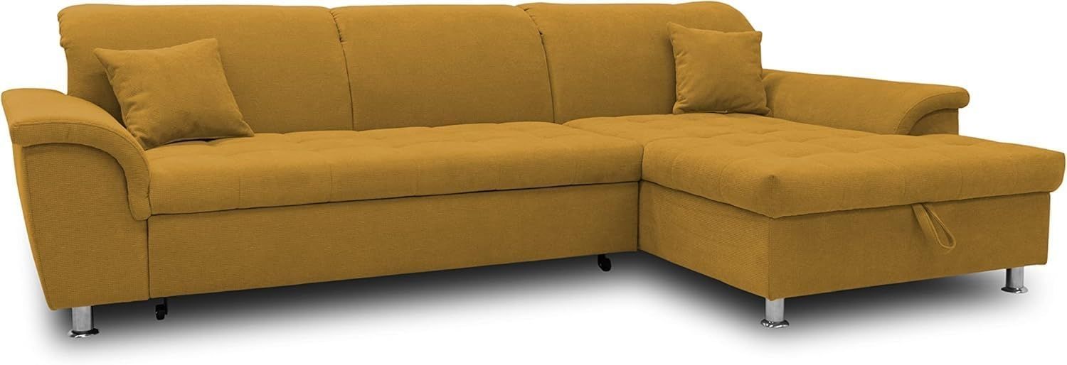 DOMO Collection Ecksofa Franzi, Couch in L-Form, Sofa, Eckcouch mit Rückenfunktion Polsterecke, Gelb, 279 x 162 x 81 cm Bild 1