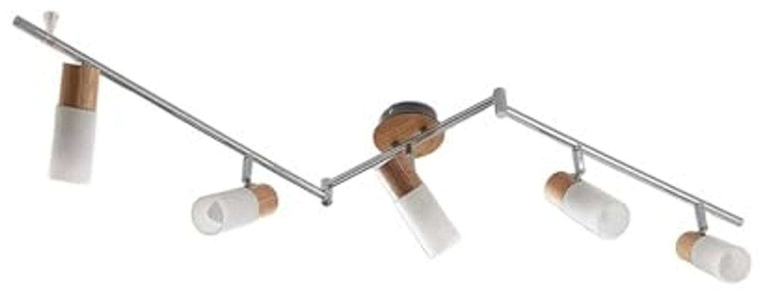 Lindby Deckenstrahler Christoph, Holz Chrom IP20, 5 x 4,5 W LED Bild 1
