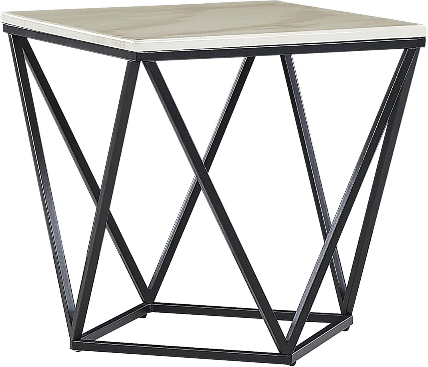 Beistelltisch weiß / schwarz Marmor Optik quadratisch 50x50 cm MALIBU Bild 1
