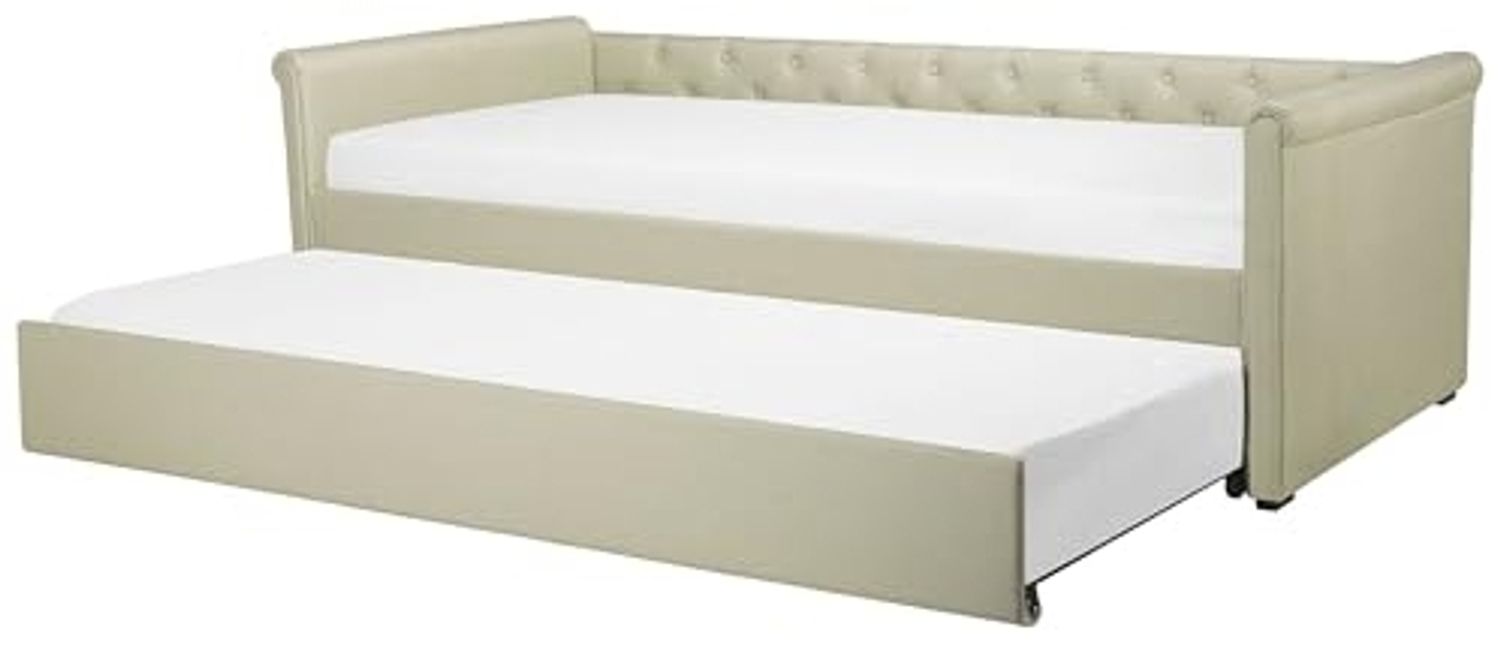 Tagesbett LIBOURNE 80 x 200 cm Stoff Beige Bild 1