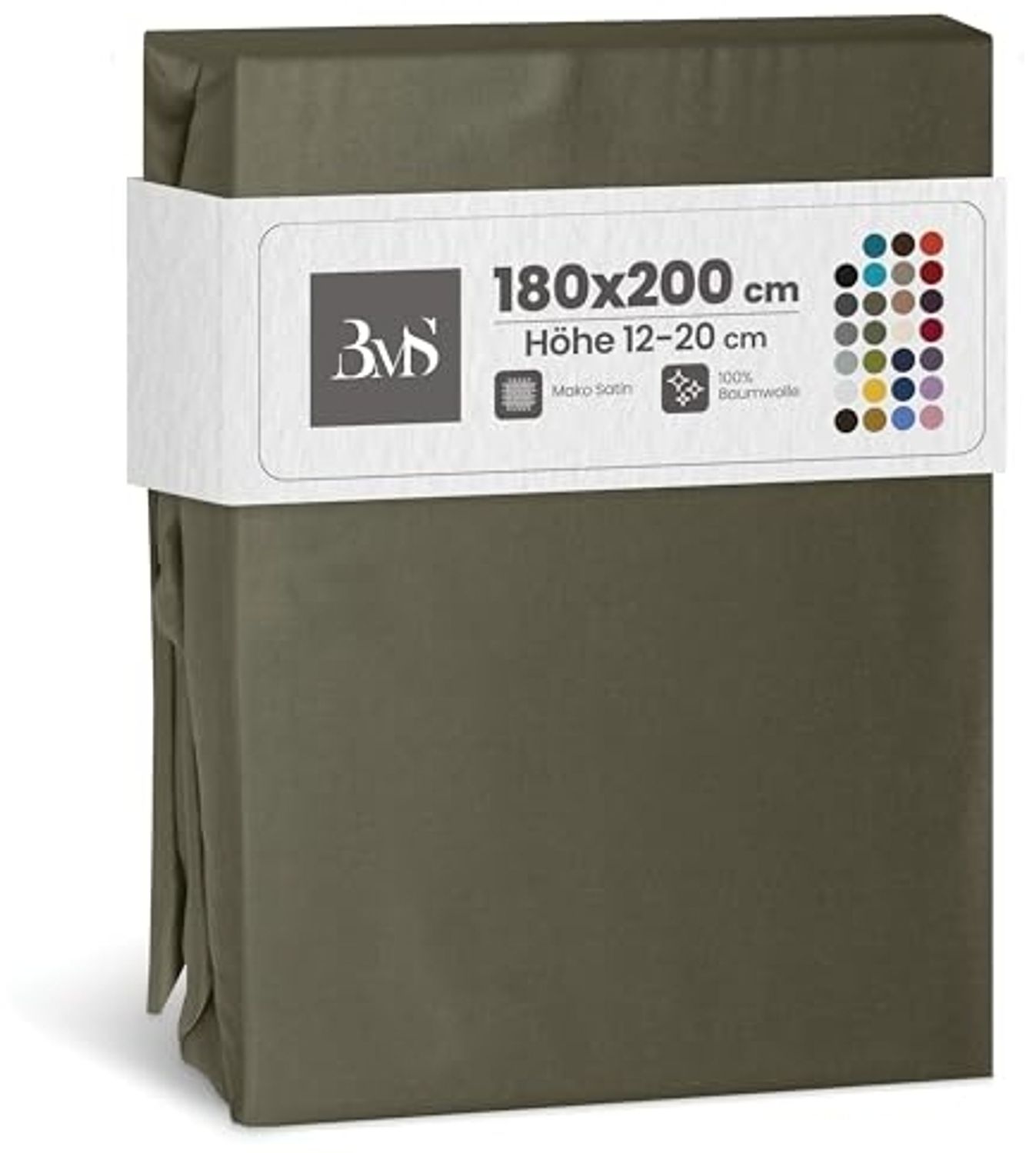 Mako-Satin Spannbettlaken dark olive 180x200cm Bild 1