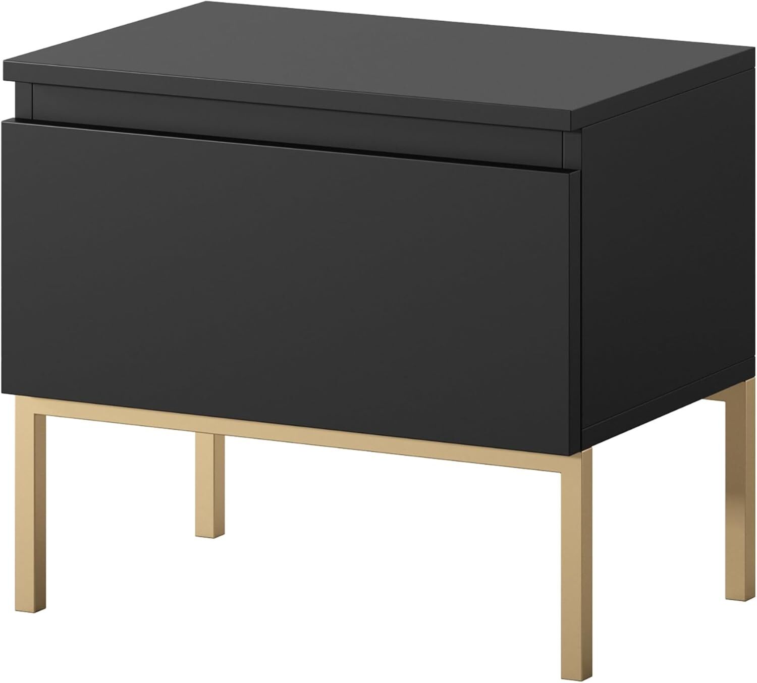 Selsey 'Bemmi' Nachttisch, schwarz mit goldenem Metallgestell ca. 43 x 49 x 32 cm Bild 1