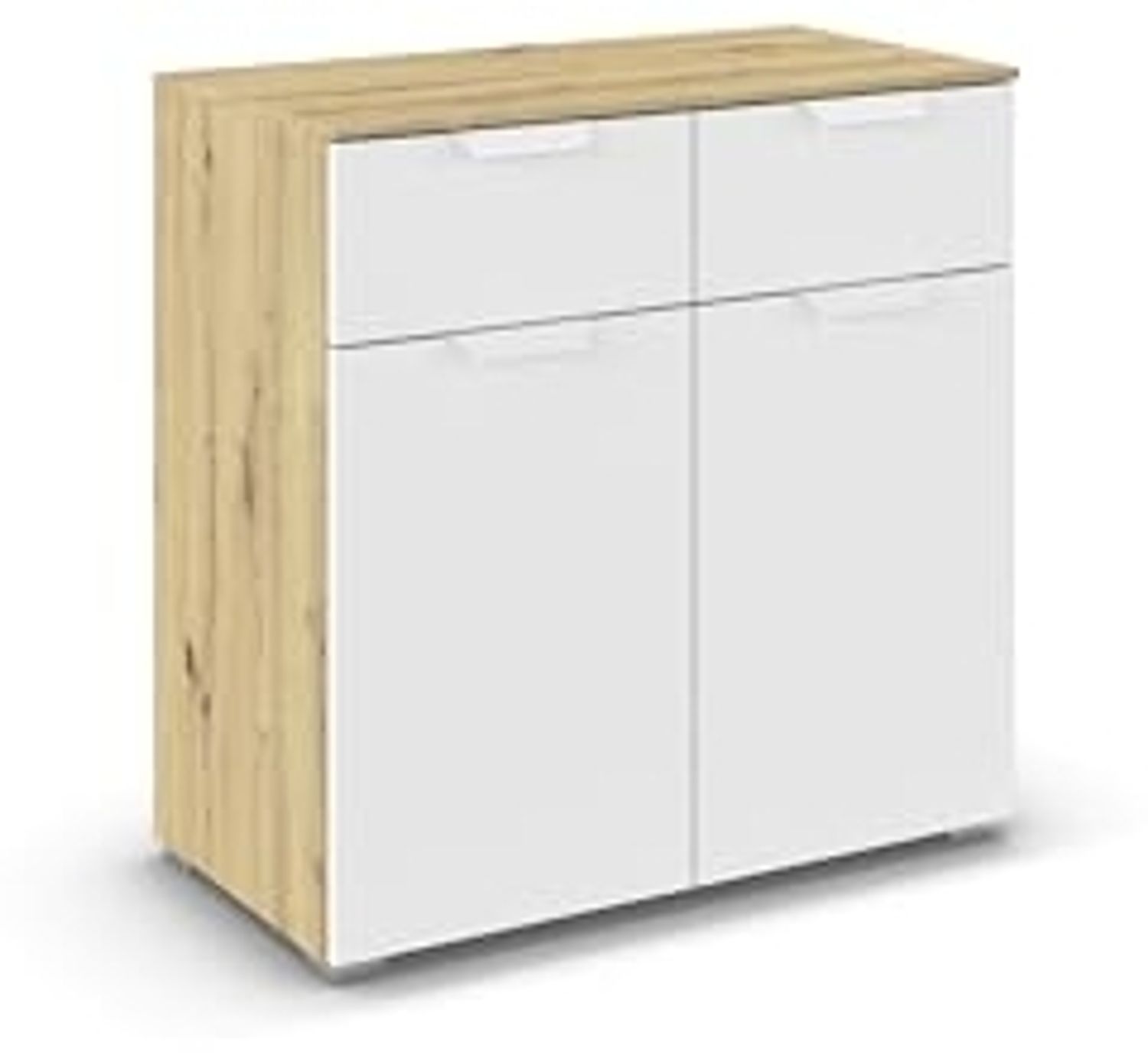 rauch Aditio Box, Kommode, 2-türig, 2 Schubladen, mit Softclose-Funktion, Farbe Weiß/Eiche Artisan, BxHxT 80x81x42cm Bild 1