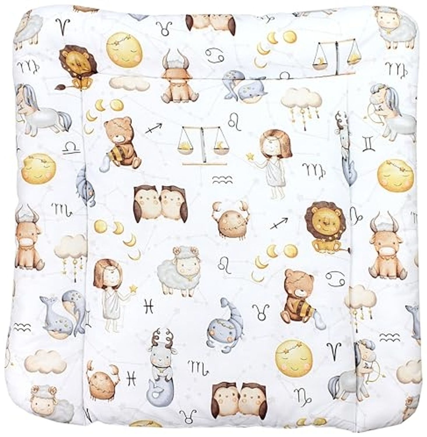 TupTam Baby Wickeltischauflage mit Baumwollbezug Gemustert, Farbe: Tierkreiszeichen, Größe: 70x60 cm Bild 1