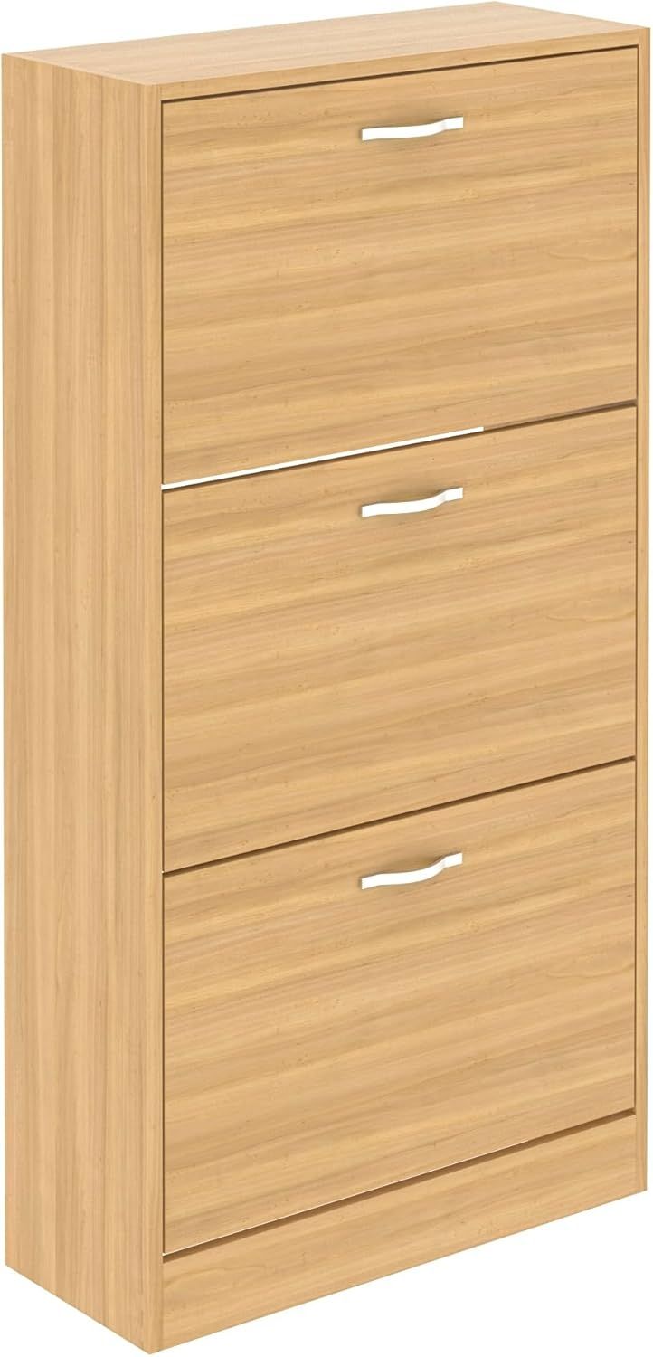 Home Discount Schuhaufbewahrung Schuhschrank mit 3 Schubladen Schrank Pull Down Möbel aus Holz Holz Einheit, Kiefer, Groß Bild 1