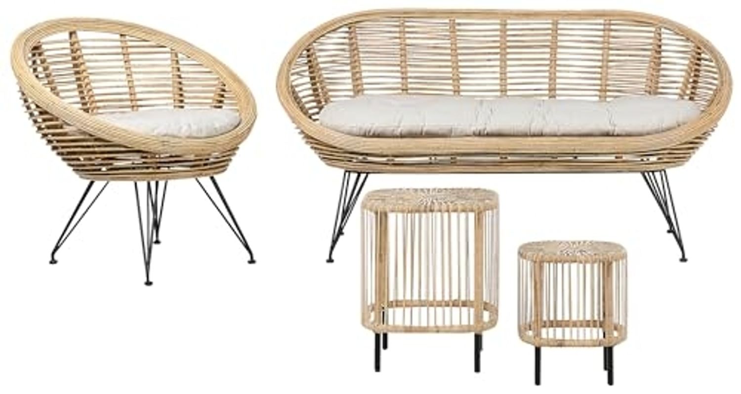 Lounge Set mit Tisch MARATEA CESENATICO Rattan Natürlich Bild 1