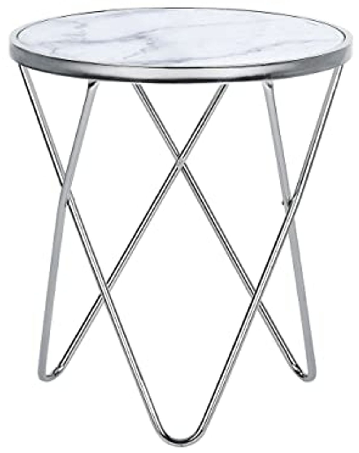 Beliani 'Meridian II' Couchtisch, Glas/Metall, Silber, 50 x 55 cm Bild 1