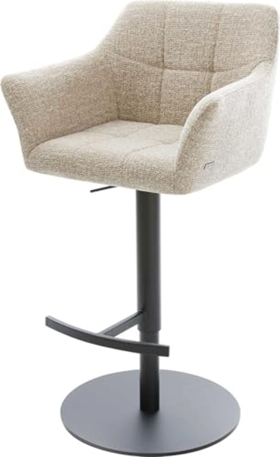 Barstuhl Yulo-Flex Webstoff Soft Beige Drehfuß höhenverstellbar Metall Schwarz Bild 1