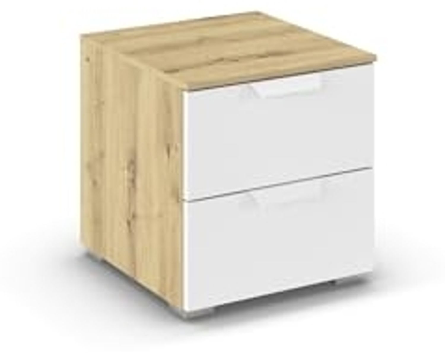 rauch Aditio Box, Nachttisch, 2 Schubladen, mit Softclose-Funktion, Farbe Weiß/Eiche Artisan, BxHxT 40x42x42cm Bild 1