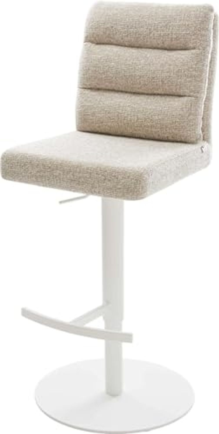 Barstuhl Pela-Flex Webstoff Soft Beige Drehfuß höhenverstellbar Metall Weiß Bild 1