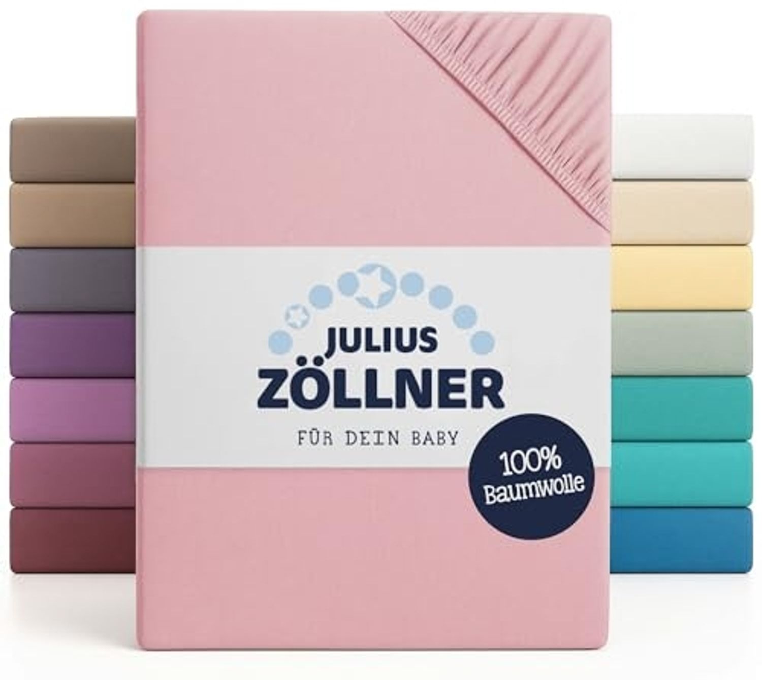 Julius Zöllner Jersey Spannbettlaken für Wiegen 90x40 cm und Stubenwagen, 100% Jersey-Baumwolle, Oeko-TEX Standard 100 Zertifiziert, Gr. 90x40 cm, 2er Pack, rosa Bild 1