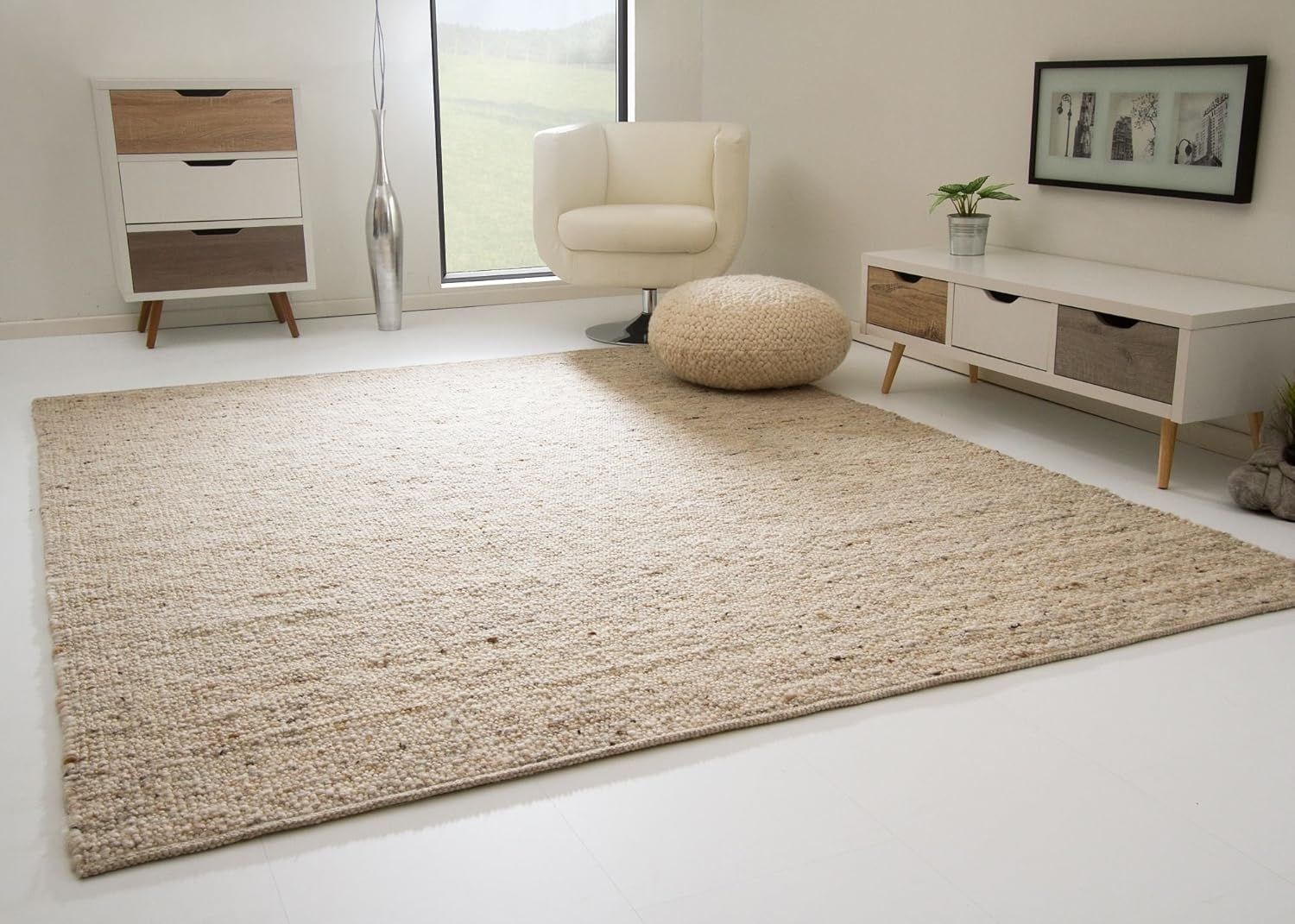 Handweb Teppich Birgsau, Farbe: natur dunkel, Größe: 200x300 cm Bild 1