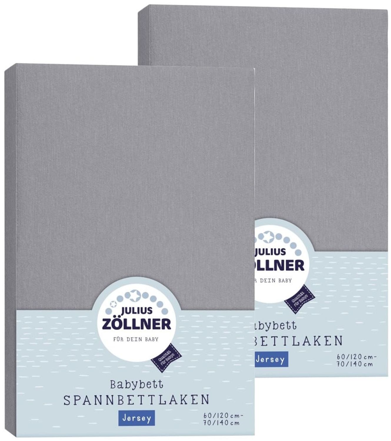 Julius Zöllner Spannbetttuch Jersey 70x140 / 60x120 Anthracite Doppelpack Bild 1