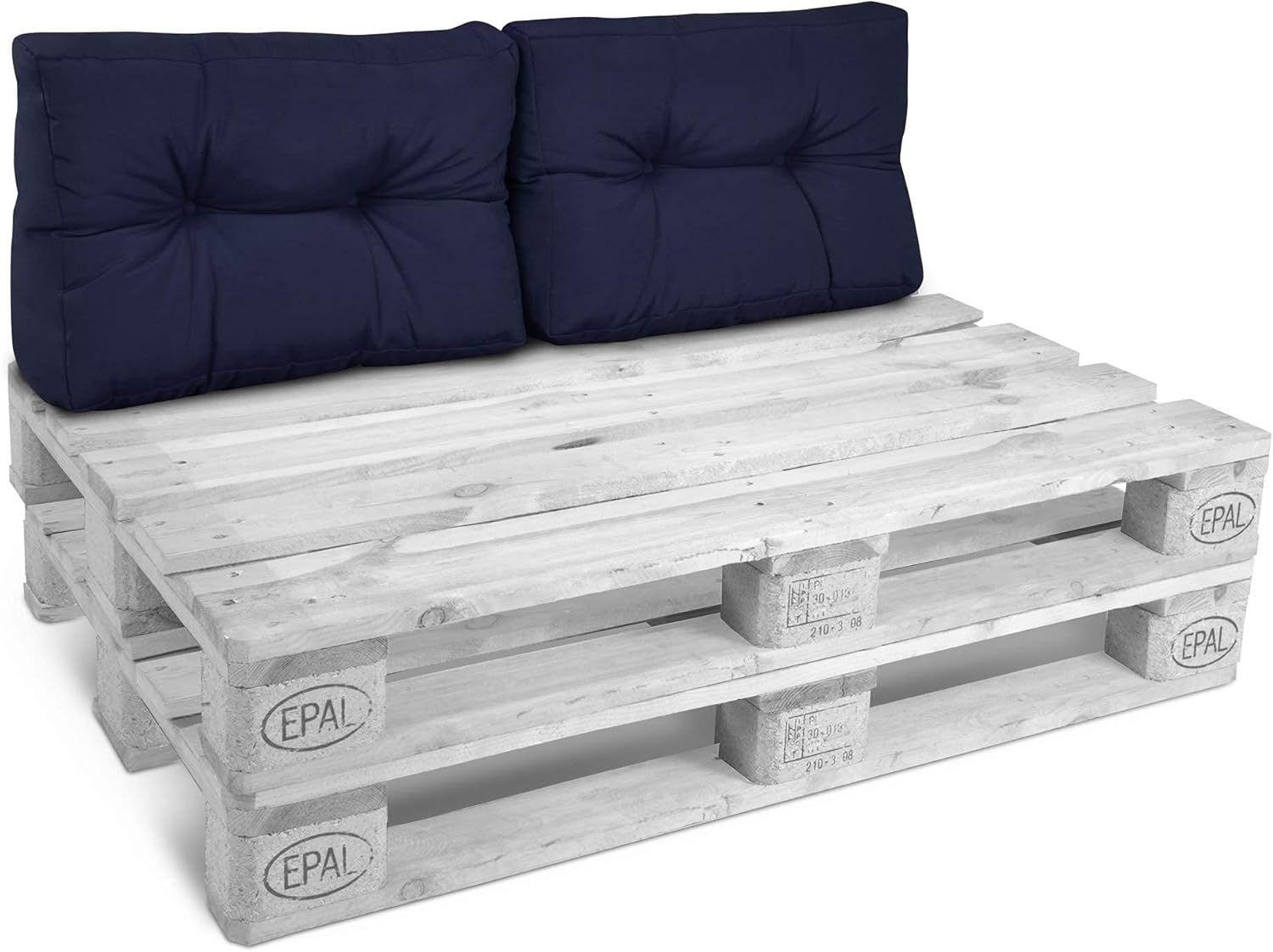 Beautissu Palettenkissen Rückenkissen ECO Style 2 teilig Dunkelblau, 60 x 40 x 10-20 cm Bild 1