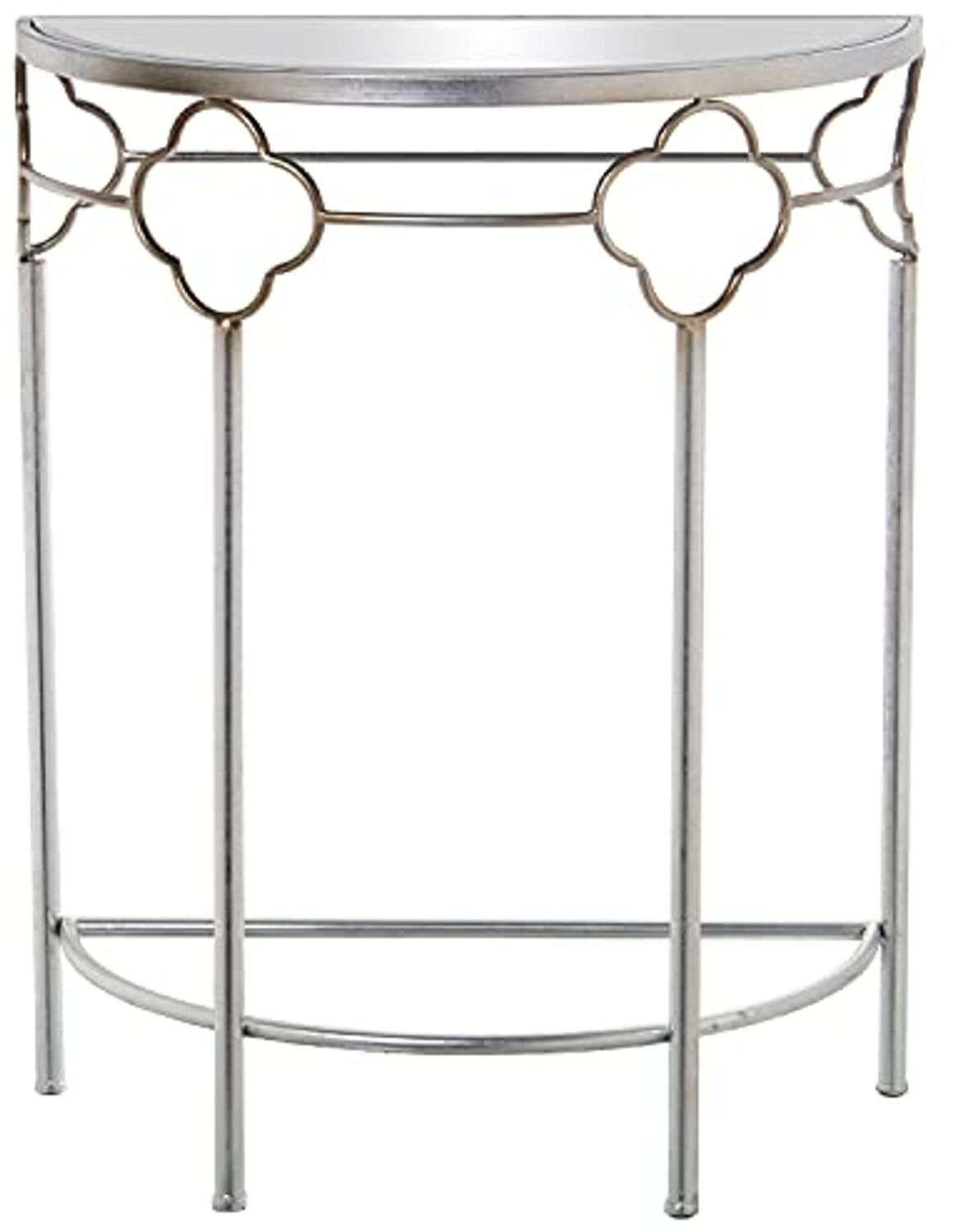 DRW Halbrunder Eingangstisch aus Metall und Spiegel, silberfarben, 60 x 30,5 x 75 cm Bild 1