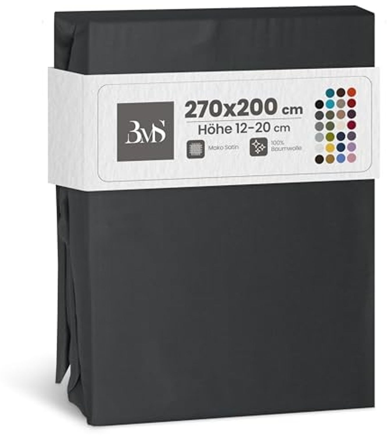 Bettwaesche-mit-Stil Mako-Satin Spannbettlaken anthrazit 270x200cm Bild 1