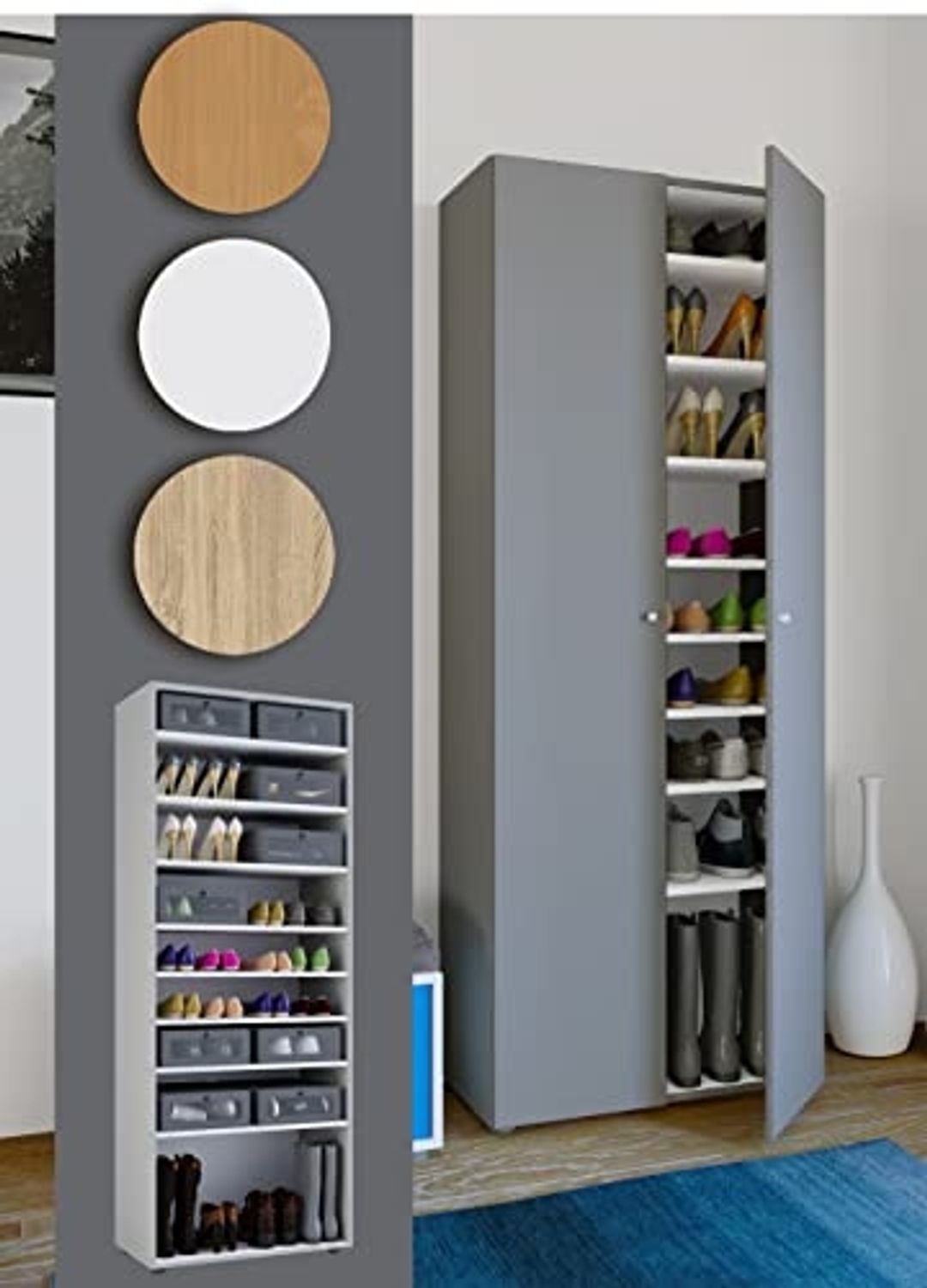 VCM Schuhschrank Vandol l ohne Türen 9 Fächer Weiß Bild 1
