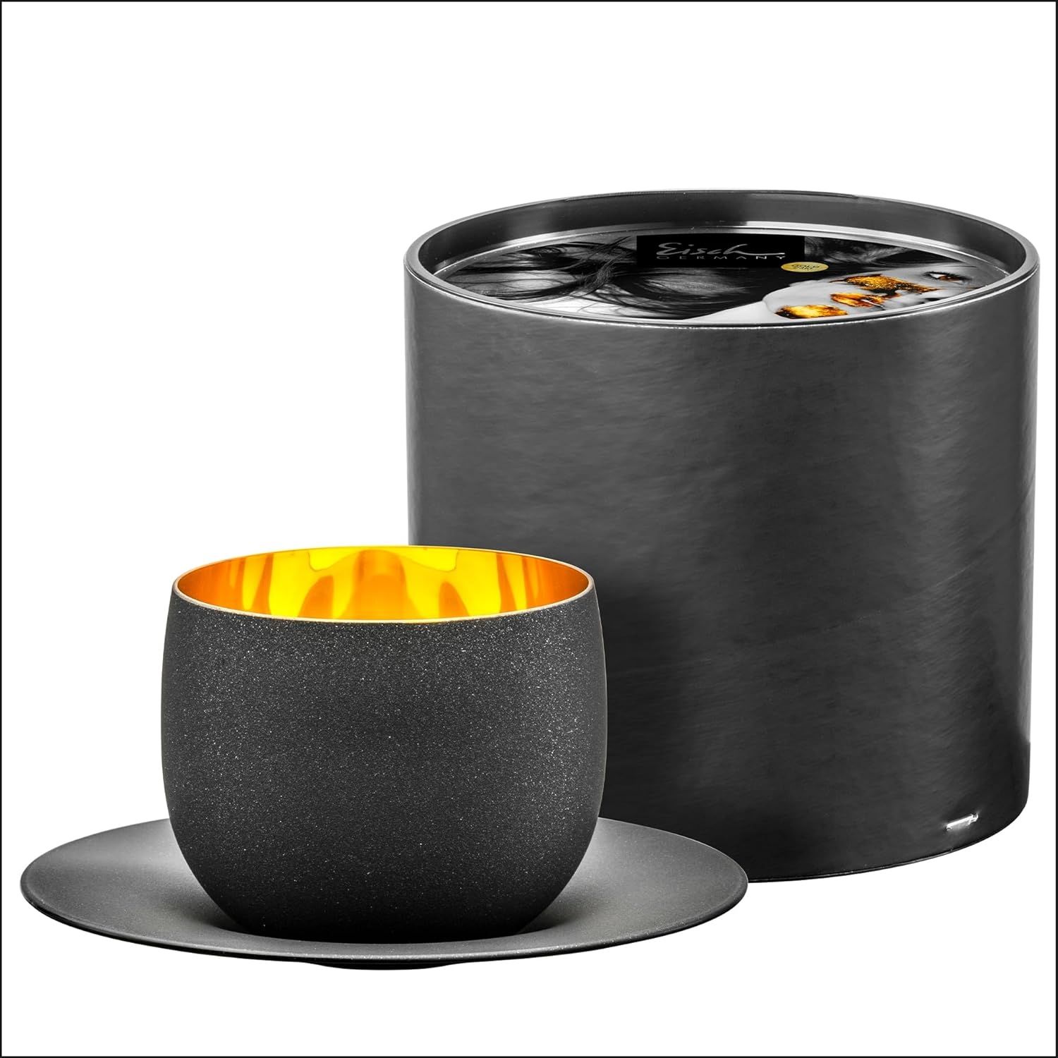 Eisch COSMO Gold/Schwarz Cappuccinoglas mit Untertasse Bild 1