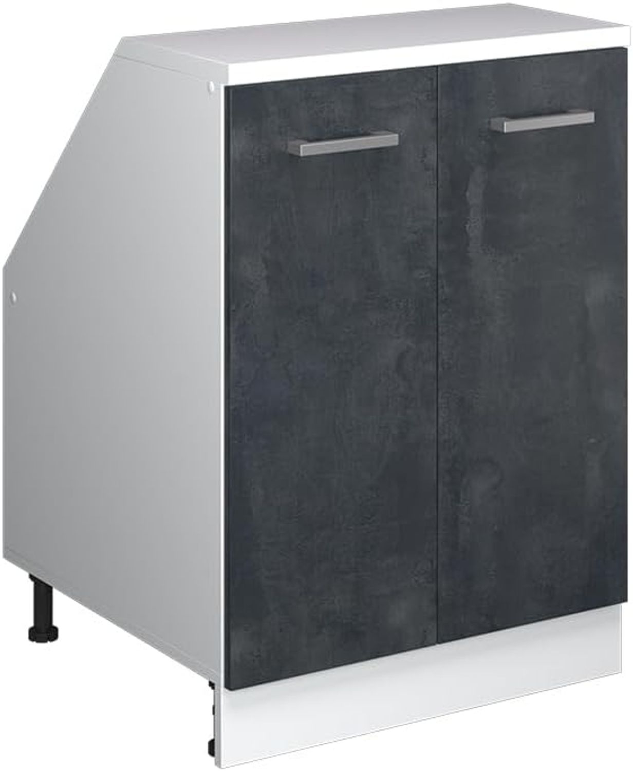 Küchenschrank für Dachschrägen R-Line Schwarz Beton 60 cm mit 2 Türen, Schrankkorpus 60 cm Tiefe Vicco Bild 1