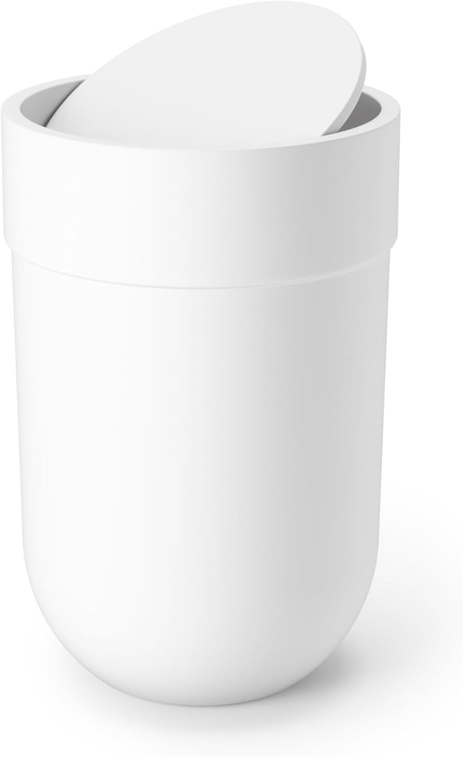 Umbra Bath Touch Mülleimer mit Deckel, Abfalleimer, Müllsammler, Papierkorb, Soft Touch Kunststoff, Weiß, 023269660 Bild 1