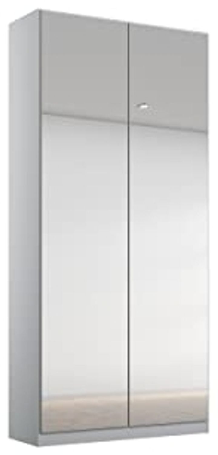Rauch Möbel Alabama Drehtürenschrank Schrank Kleiderschrank Grau mit Spiegel, 2-türig, Inklusive Zubehörpaket Premium, 1 Kleiderstange, 2 Einlegeböden, 2 Schubkästen, BxHxT 91 x 229 x 54 cm Bild 1