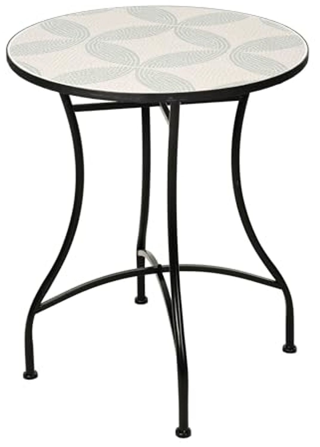 Well Home Bistrotisch mit Mosaik-Design, 60x71 cm, Eisenrohr und Platte in Creme und Salvégrün Bild 1