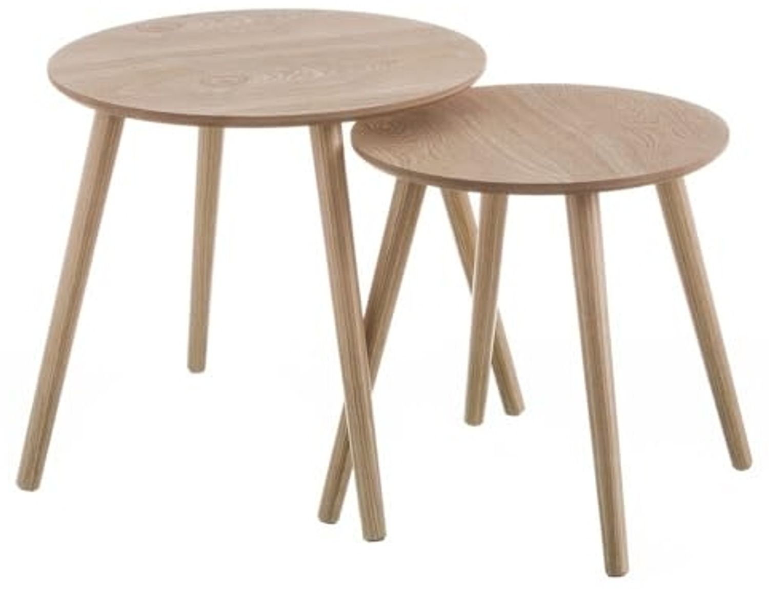 Set mit 2 runden Beistelltischen aus MDF-Holz in Natur Bild 1