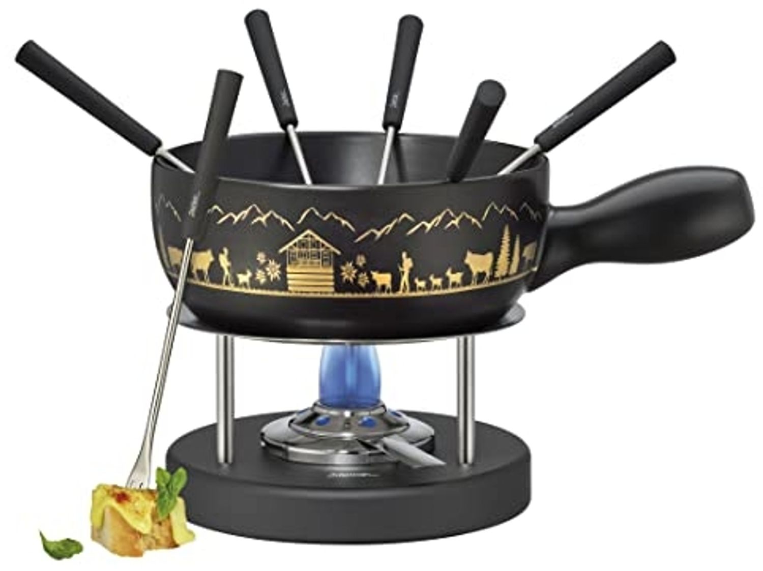Spring Montana Fondue Garnitur Schwarz/Gold 22 cm Bild 1