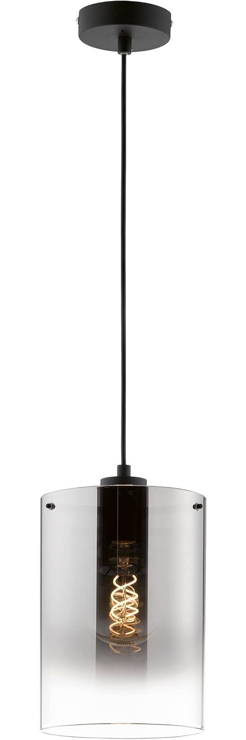 Fischer & Honsel 60895 Pendelleuchte Samu sandschwarz Glas rauchfarben zu klar Bild 1