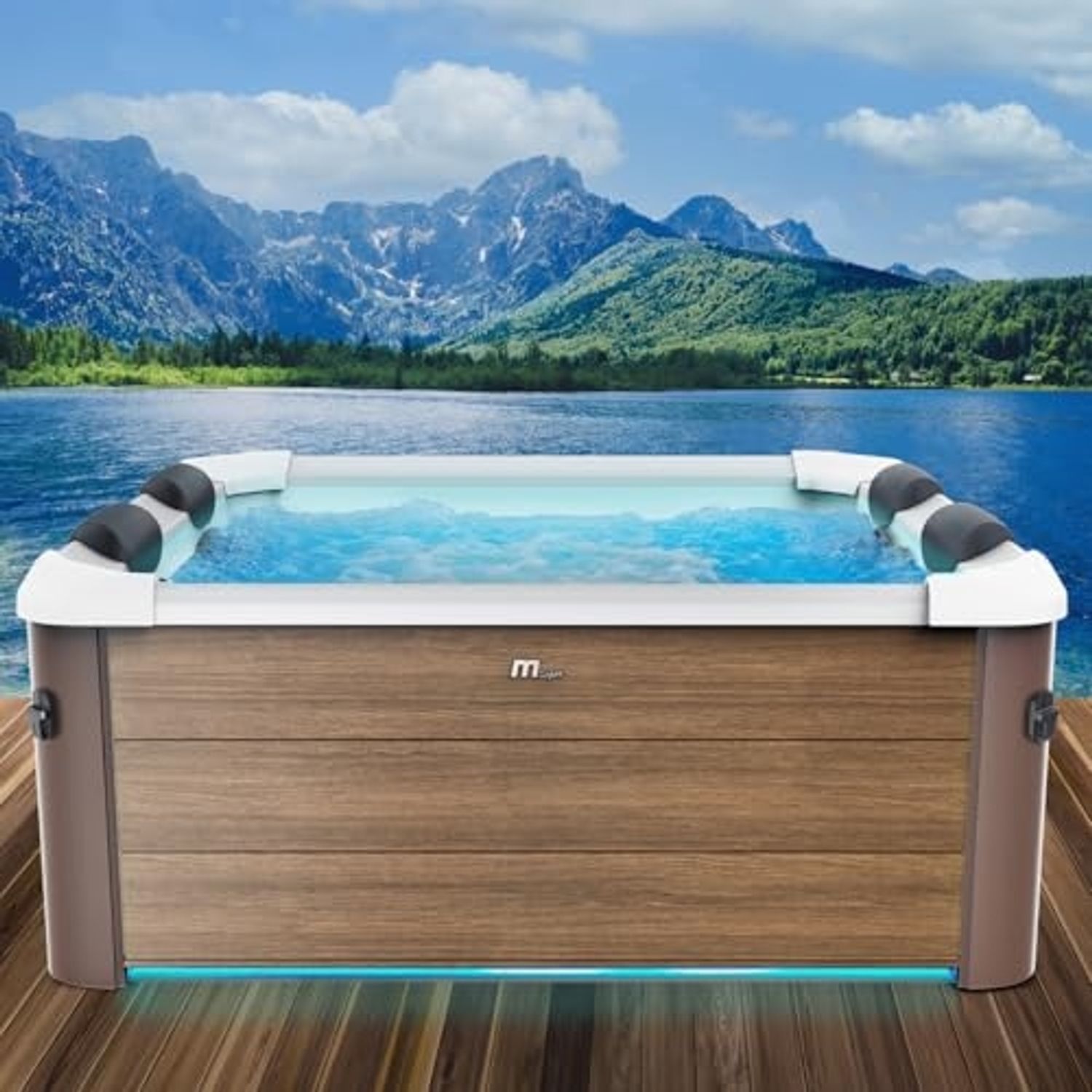 BRAST 'MSpa Oslo' Whirlpool mit LED-Beleuchtung, für 6 Personen, Sapphire & Amber mit Fester Außenwand, 160x160x65 cm Bild 1