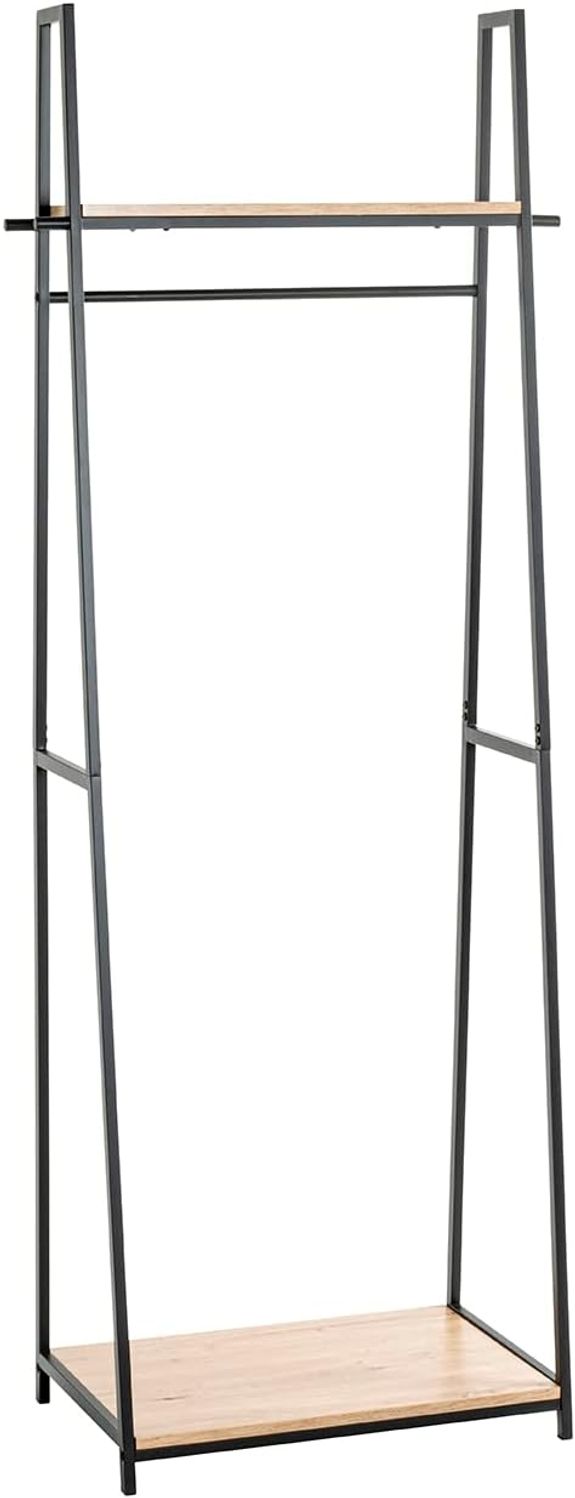 HAKU Möbel Standgarderobe eiche, schwarz, MDF, Metall - Maße: B 68 cm x H 166 cm x T 40 cm, Style: Modern Bild 1