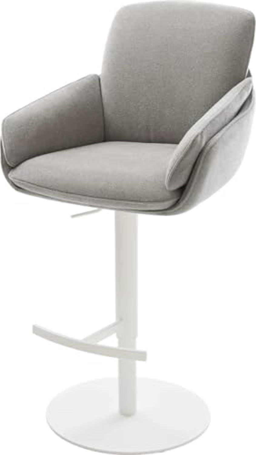 Barstuhl Luan-Flex Strukturstoff Soft Grau Drehfuß höhenverstellbar Metall Weiß Bild 1