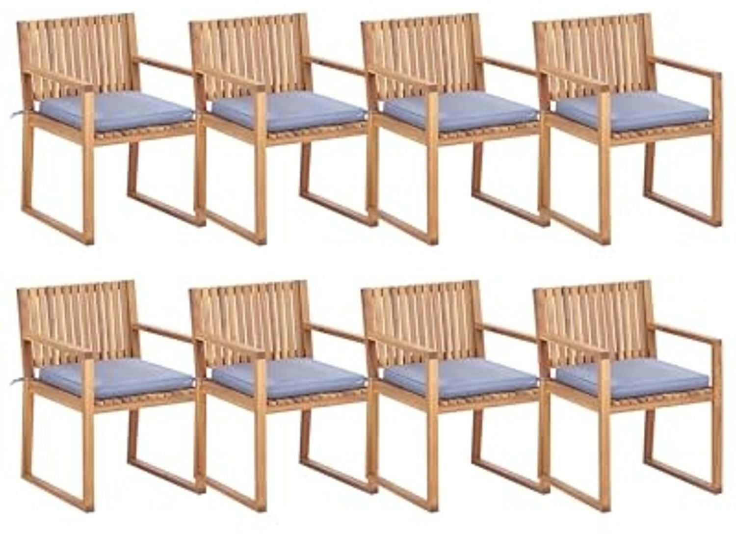 Beliani 'SASSARI II' Gartenstuhl, Akazienholz Heller Holzfarbton / Blau Bild 1