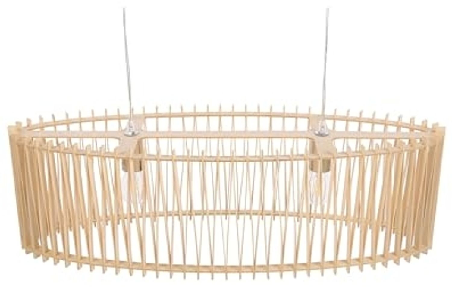 'Chari' Hängeleuchte Braun/ heller Holzfarbton 124 cm aus MDF-Platte und Metall Schirm aus Streben Moderner Stil Bild 1