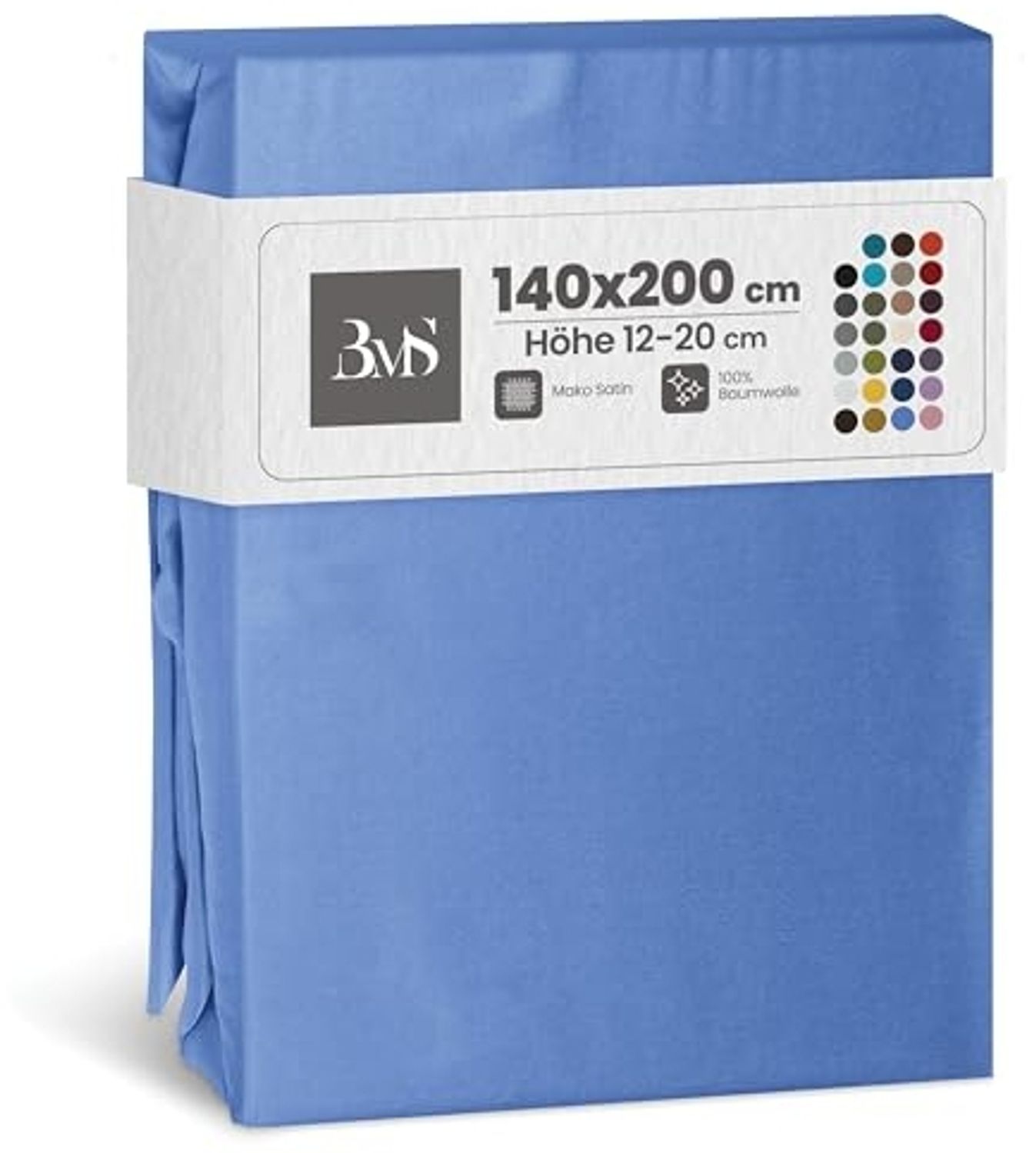 Bettwaesche-mit-Stil Mako-Satin Spannbettlaken hellblau 140x200cm Bild 1